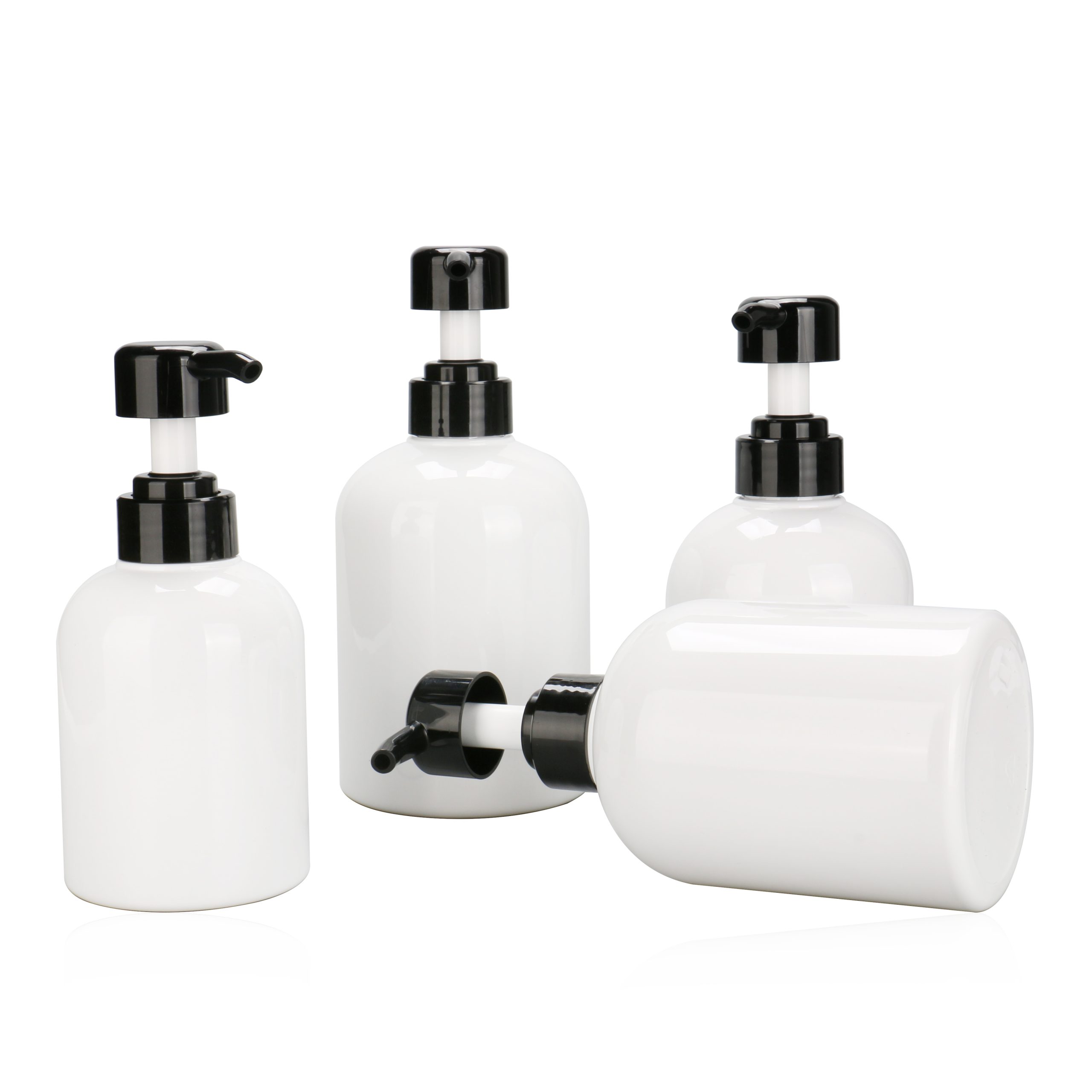 300ml 400ml 500ml 600ml PET Plastic Round Lotion Pump Liquid Soap Hand Wash Bottle With Black Pump Head