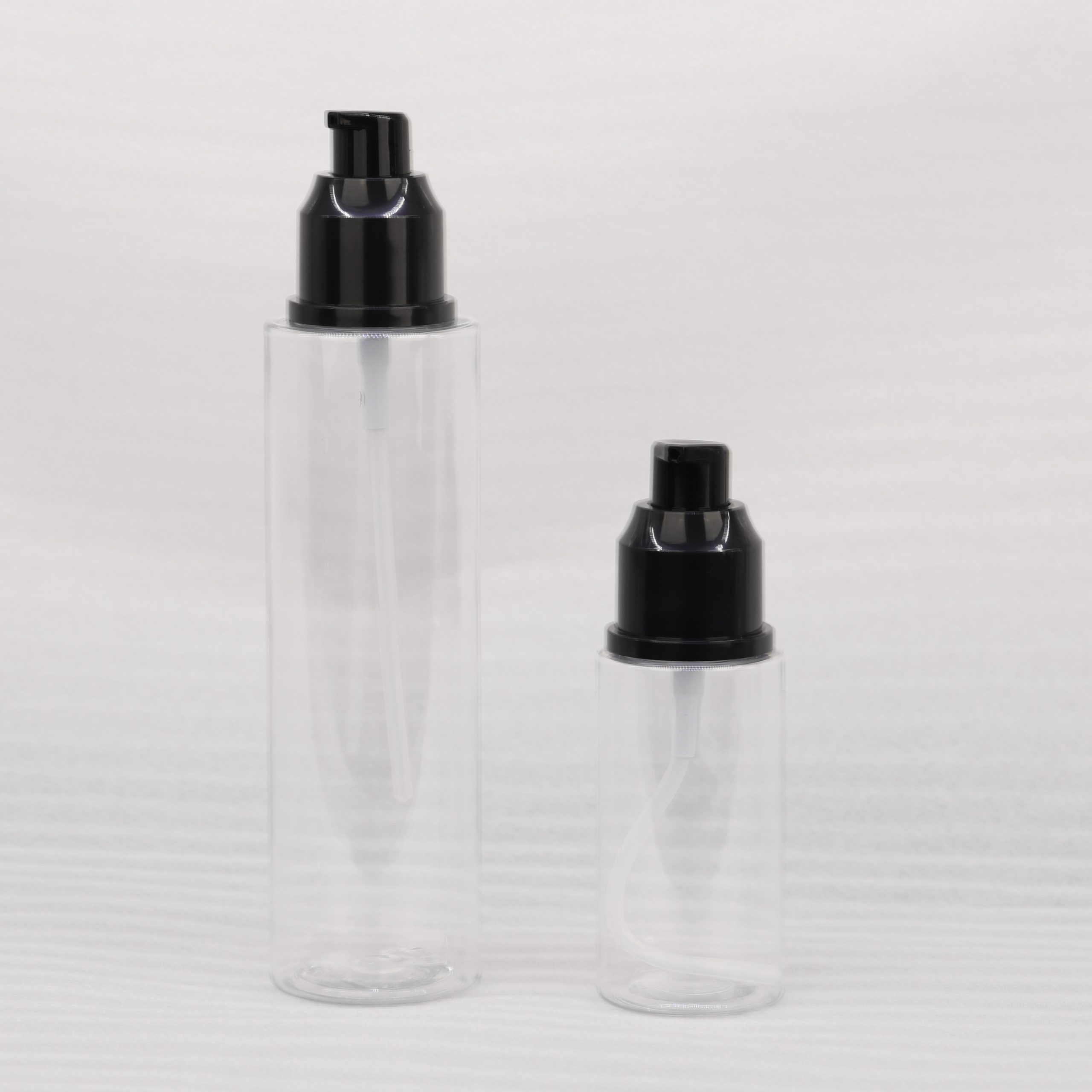 60ML 150ML Round Clear 60ml 150ml Transparent PET Plastic Lotion Pump Spray Bottle With Black Pump