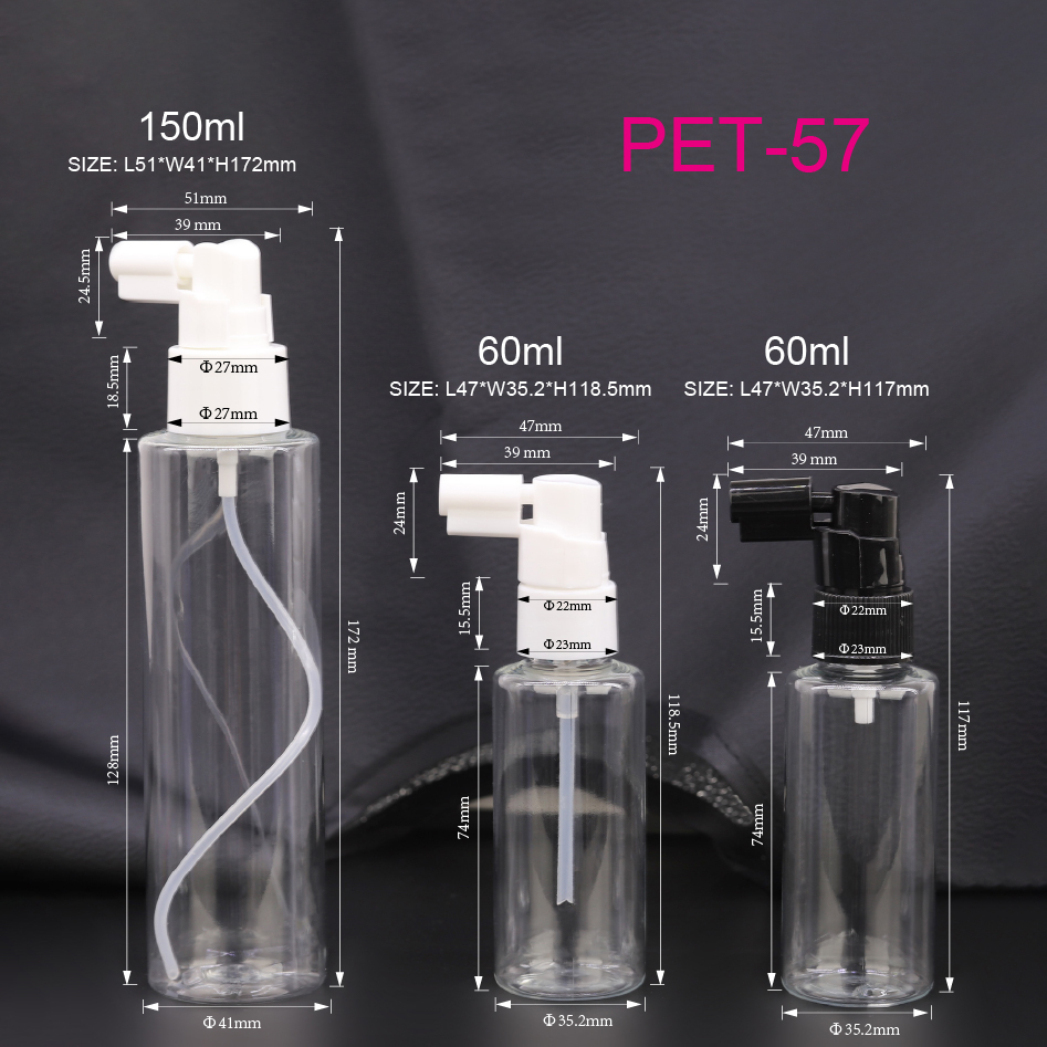 Oral Nasal Throat Mist Spray Plastic Bottle Empty Liquid Spray Bottle Customized Long Nozzle Pet Bottle