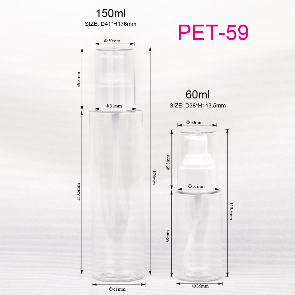 60ml 150ml Skincare Packaging Spray Cream Emulsion Bottle Plastic Lotion Bottle With Pump