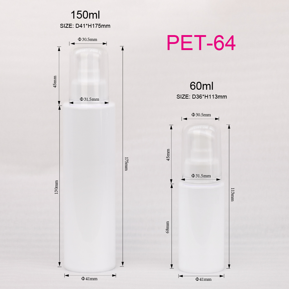 Cosmetic 60ml Empty Skincare Eye Cream Airless Pump Bottle 150ml White PET Plastic Vacuum Lotion Bottles