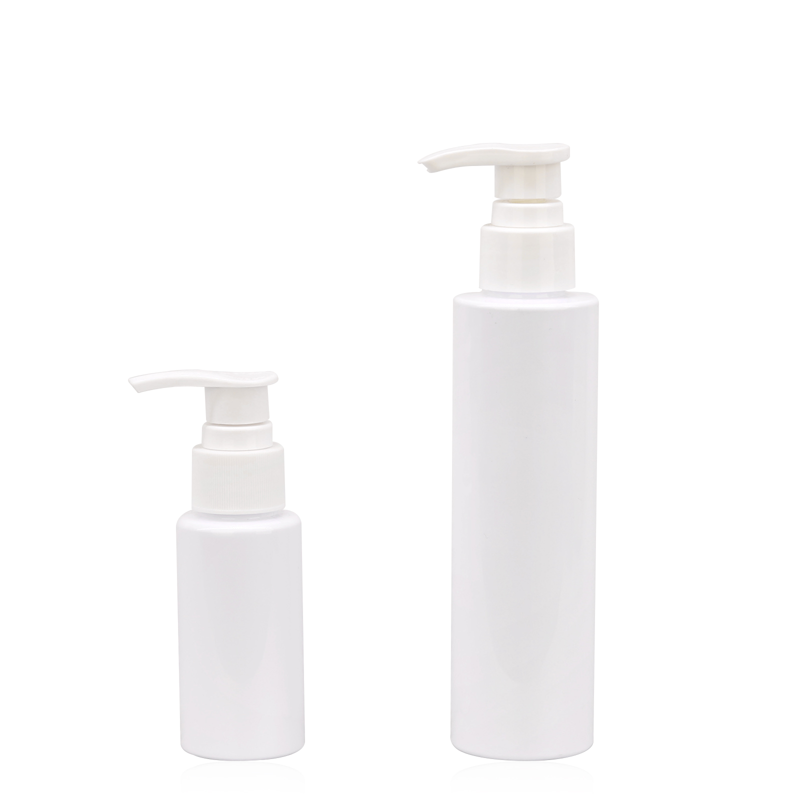 Cylinder 60ml 150ml Empty White PET Plastic Cosmetic Hair Conditioner Shampoo Bottle With Lotion Pump