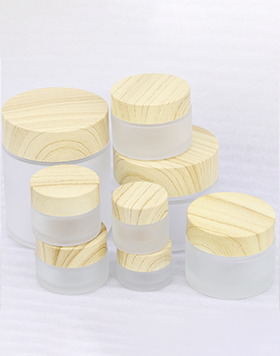 Cosmetic Containers Water Transfer Printing Wood Grain Lid 5g 10g 15g 20g 30g 50g 100g 200g Frosted Clear Glass Cream Jar