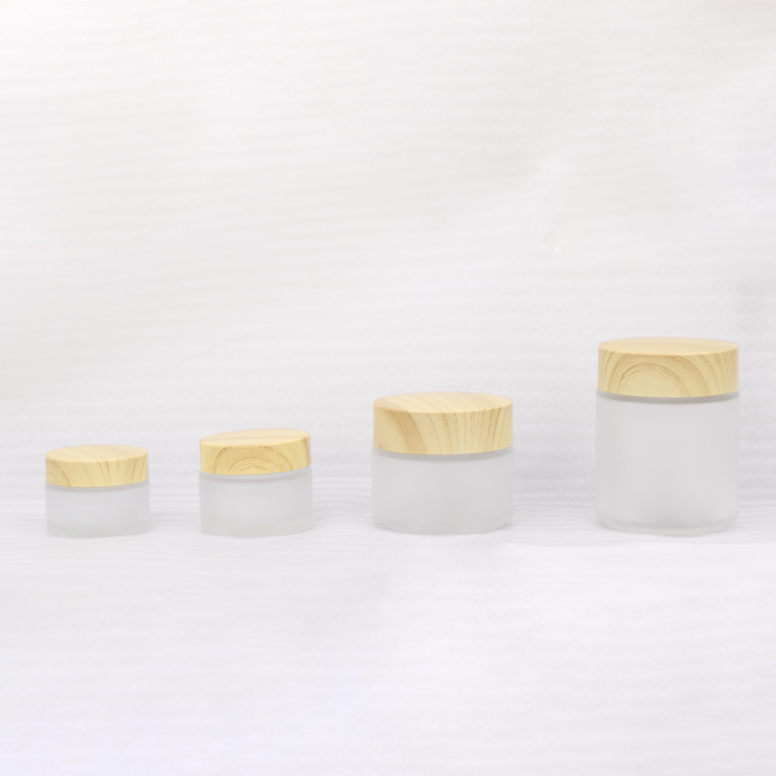 Cosmetic Containers Water Transfer Printing Wood Grain Lid 5g 10g 15g 20g 30g 50g 100g 200g Frosted Clear Glass Cream Jar