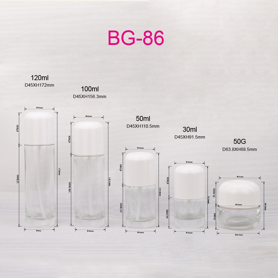 30ml 50ml 100ml 120ml 50g Cosmetic Glass Bottle Serum Lotion Pump Bottle Glass Cream Jar Container