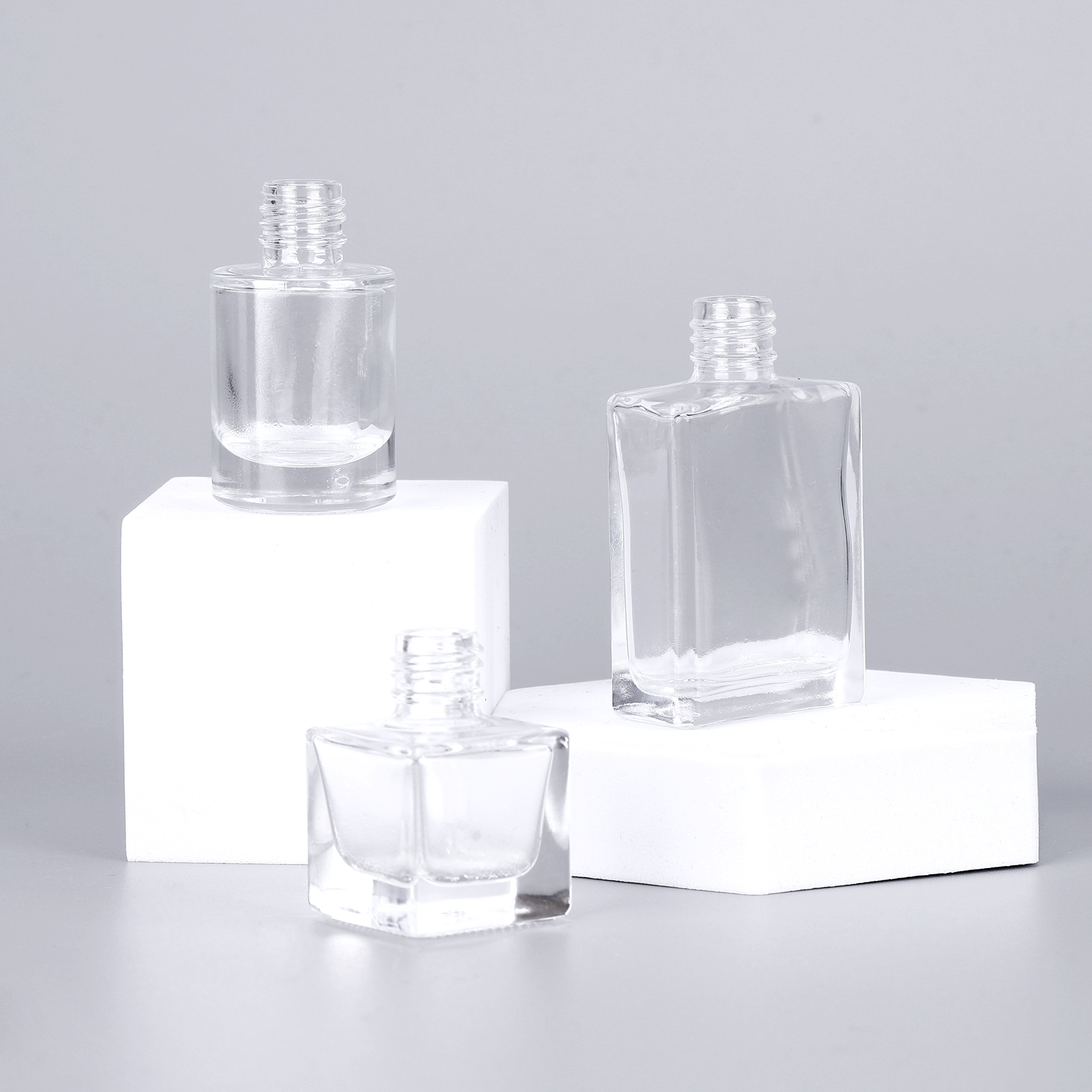 Glass Makeup Container Cylinder Square Empty Glass Concealer Nail Polish Lip Gloss Bottle With Ball Cap