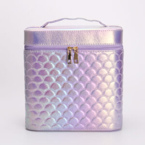 Holographic Mermaid Scale Makeup Train Case with Mirror
