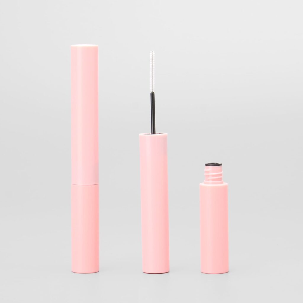 5ml slim pink PETG mascara and brow gel packaging tube with micro brush wand, model CMB-391